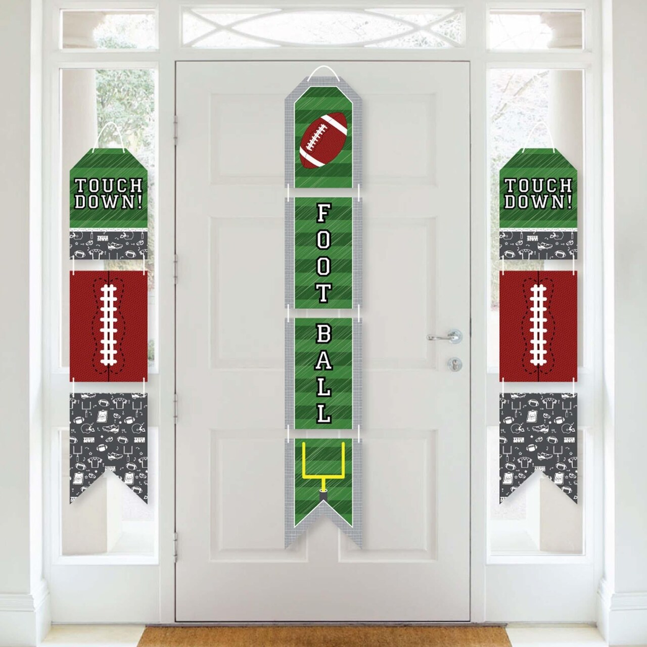 Big Dot of Happiness End Zone - Football - Hanging Vertical Paper Door Banners - Baby Shower or Birthday Party Wall Decoration Kit - Indoor Door Decor